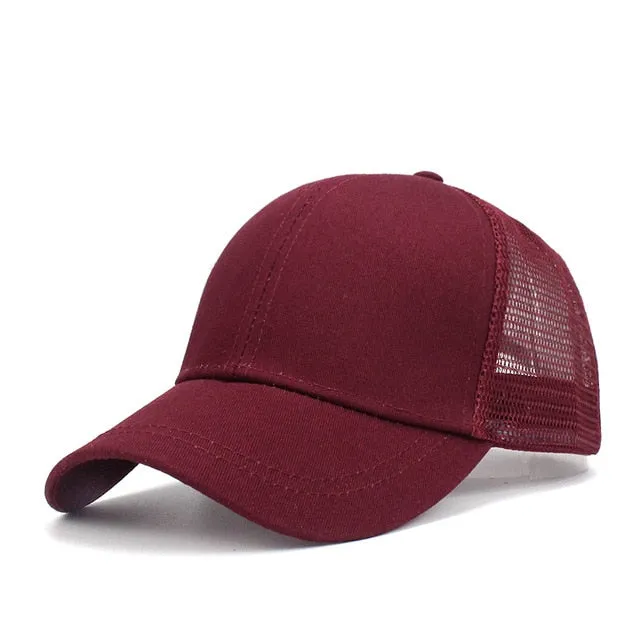 Ponytail Baseball Cap Women Messy Bun Baseball Hat Snapback Camouflage Mesh Cap Spring and Summer Camo Outdoor Hat