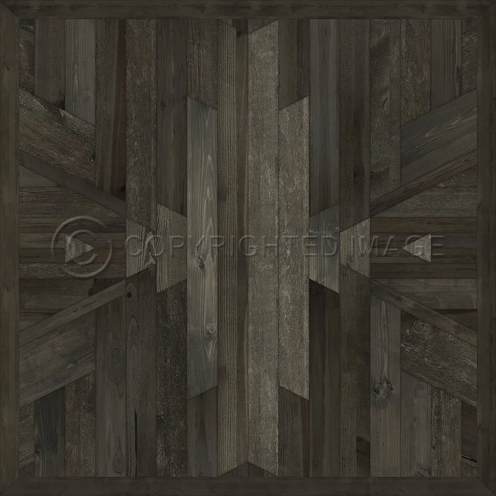 Wood Norwegian Native "Black Hawk" Vinyl Floorcloth - Spicher & Co.